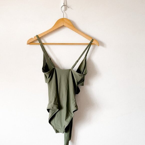 Aerie Wrap One Piece Swimsuit Bathing Suit Olive Green Sz Small - Picture 5 of 9